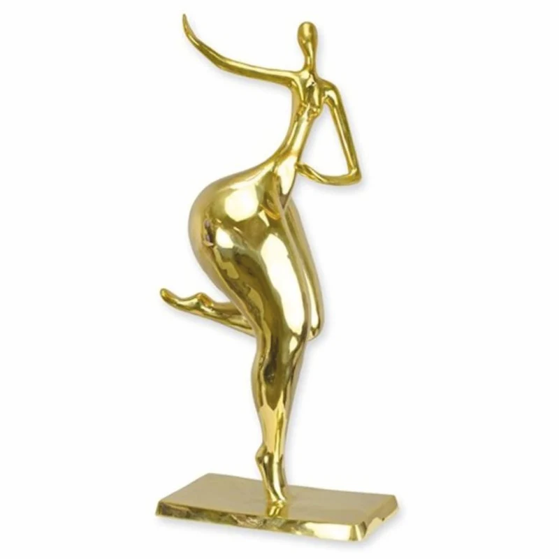Casa Padrino Luxus Deko Bronze Skulptur Frau Gold H. 76,6 cm - Abstrakte Deko Figur