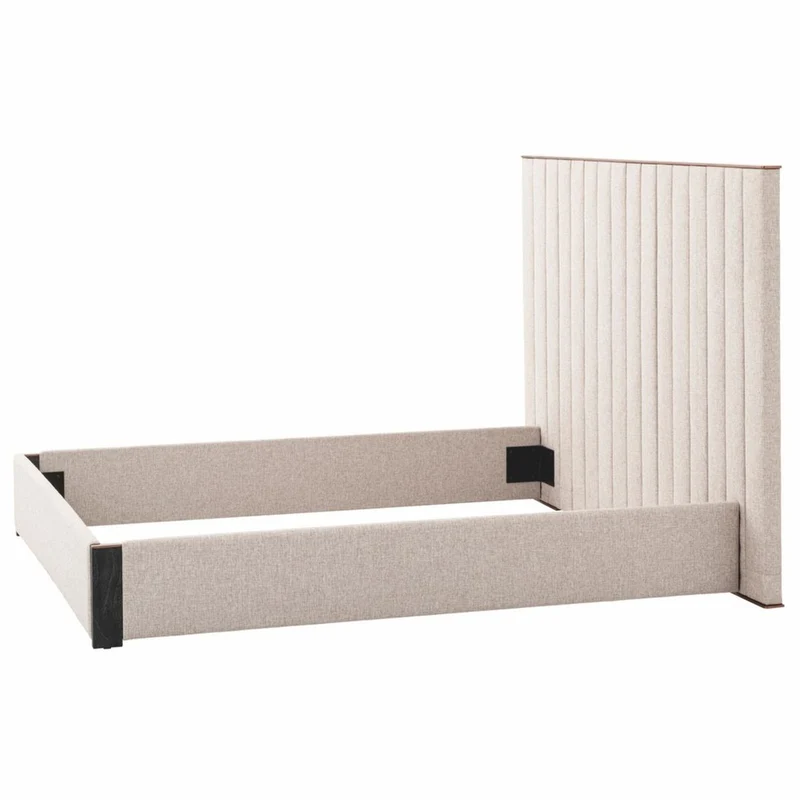 Casa Padrino Luxus Doppelbett Naturfarben / Messing / Schwarzgrau 180 x 210 cm - Schlafzimmer Möbel