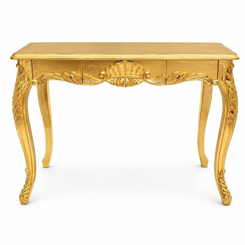 Casa Padrino Barock Sekretär mit 3 Schubladen Gold 100 cm - Barockstil Massivholz Schreibtisch - Barock Büro Möbel