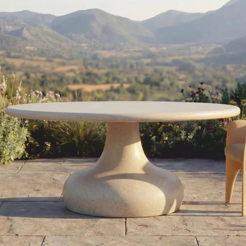 Casa Padrino Luxus Garten Esstisch Matt Beige Ø 180 cm - Luxus Garten Möbel