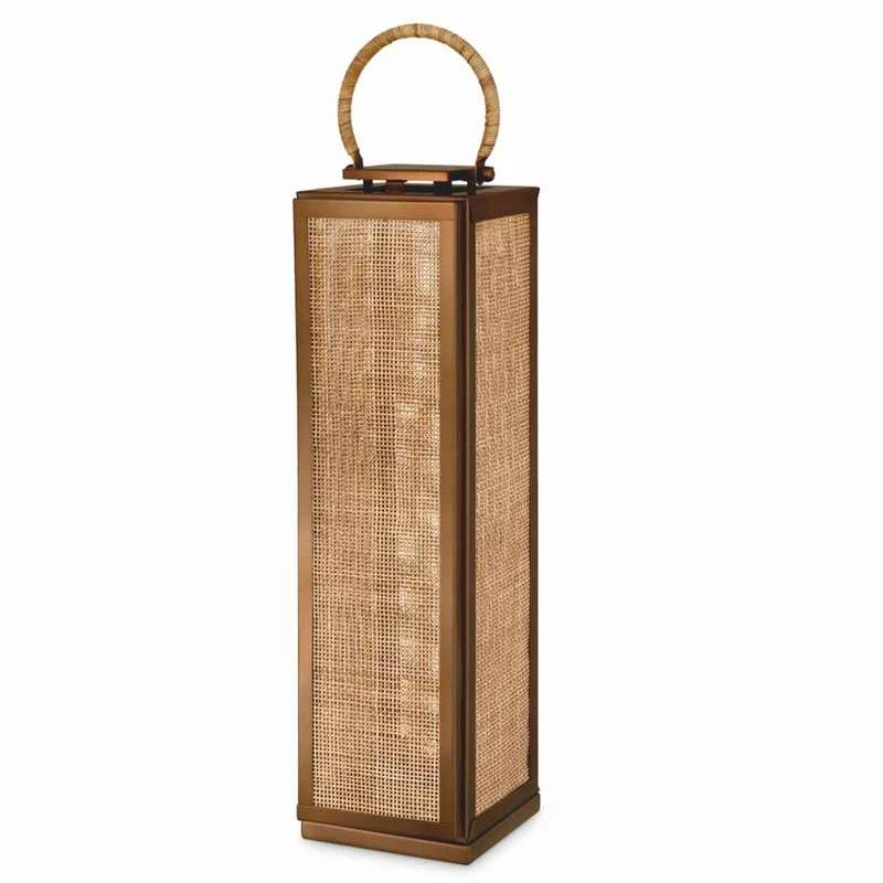 Casa Padrino Luxus Kerzenleuchter Vintage Messing / Naturfarben H. 83 cm - Laterne mit Tragegriff - Gastronomie Accessoires - Hotel Accessoires