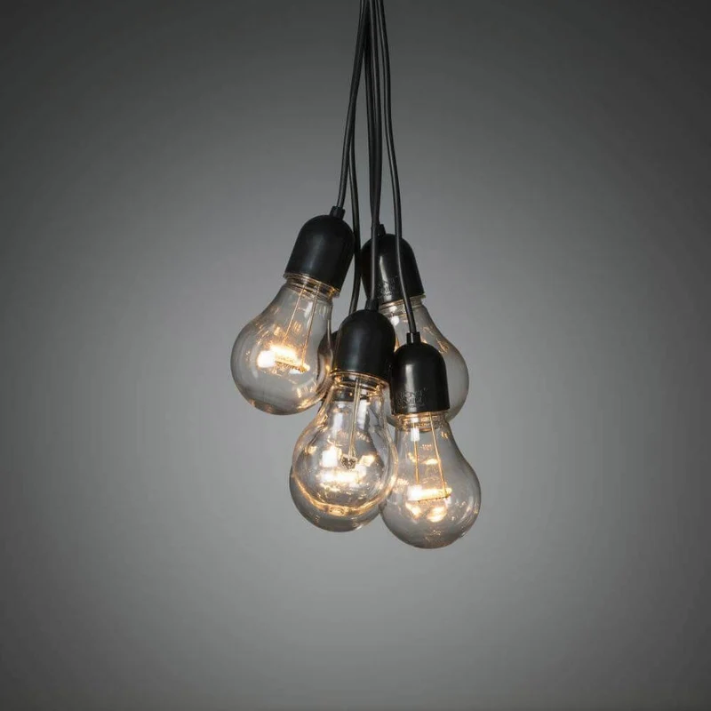 LED Lichtervorhang 10 klare Birnen 80 bernsteinfarbene Dioden IP44