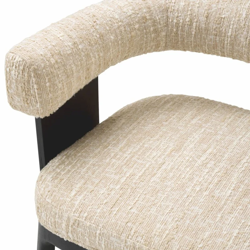 Casa Padrino Luxus Esszimmer Stuhl mit Armlehnen Creme / Schwarz H. 73 cm - Hotel Möbel - Restaurant Möbel - Esszimmer Möbel - Luxus Möbel