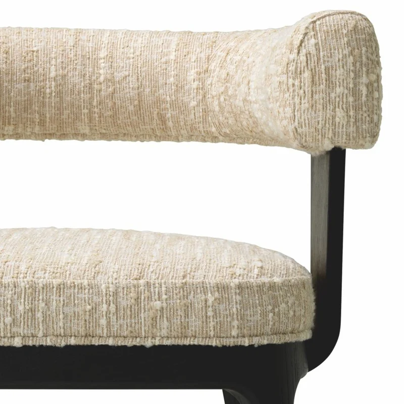 Casa Padrino Luxus Esszimmer Stuhl mit Armlehnen Creme / Schwarz H. 73 cm - Hotel Möbel - Restaurant Möbel - Esszimmer Möbel - Luxus Möbel