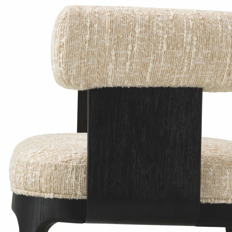 Casa Padrino Luxus Esszimmer Stuhl mit Armlehnen Creme / Schwarz H. 73 cm - Hotel Möbel - Restaurant Möbel - Esszimmer Möbel - Luxus Möbel