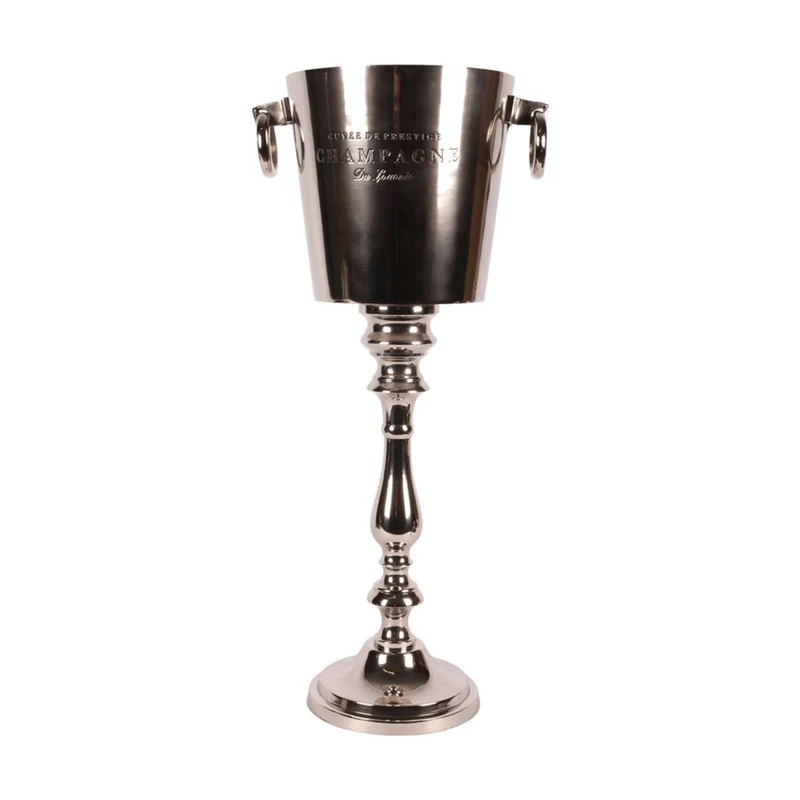 Casa Padrino Luxus Sektkühler auf Säulenfuß Silber Ø 32 x H. 66 cm - Champagnerkühler