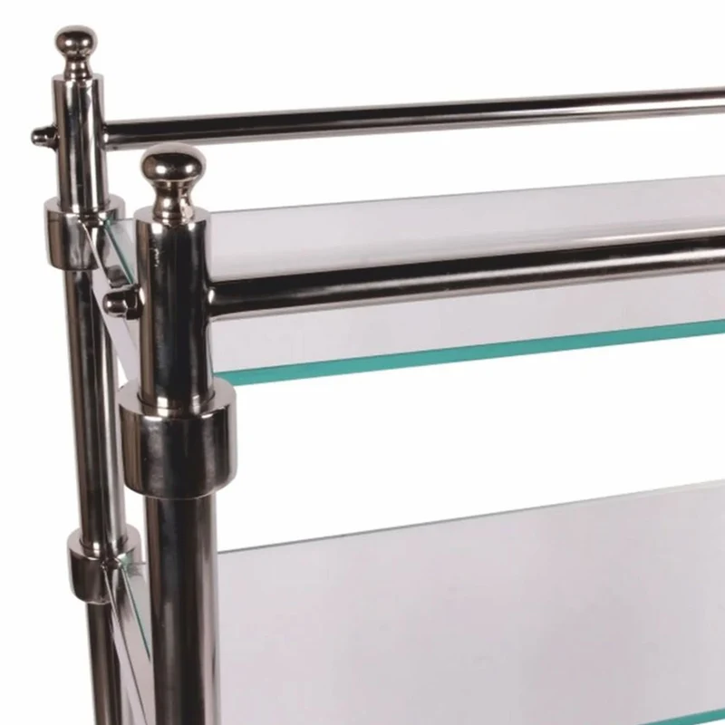 Casa Padrino Luxus Metall Regalschrank mit Glasregalen Silber H. 130 cm - Metall Möbel