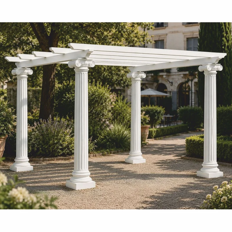 Casa Padrino Barock Säulen Pergola Weiß 335 cm - Prunkvolle Barockstil Pergola - Barock Garten Möbel - Hotel Garten Möbel - Made in Italy