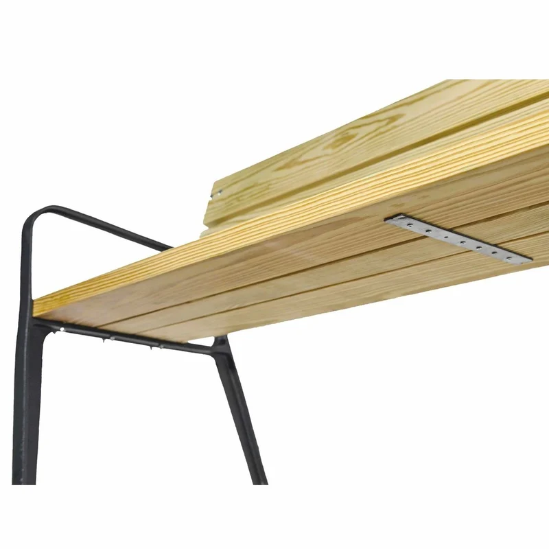 Casa Padrino Parkbank mit Rückenlehne und Armlehnen Naturfarben / Schwarz 180 cm - Stadtbank - Gartenbank - Outdoor Sitzbank
