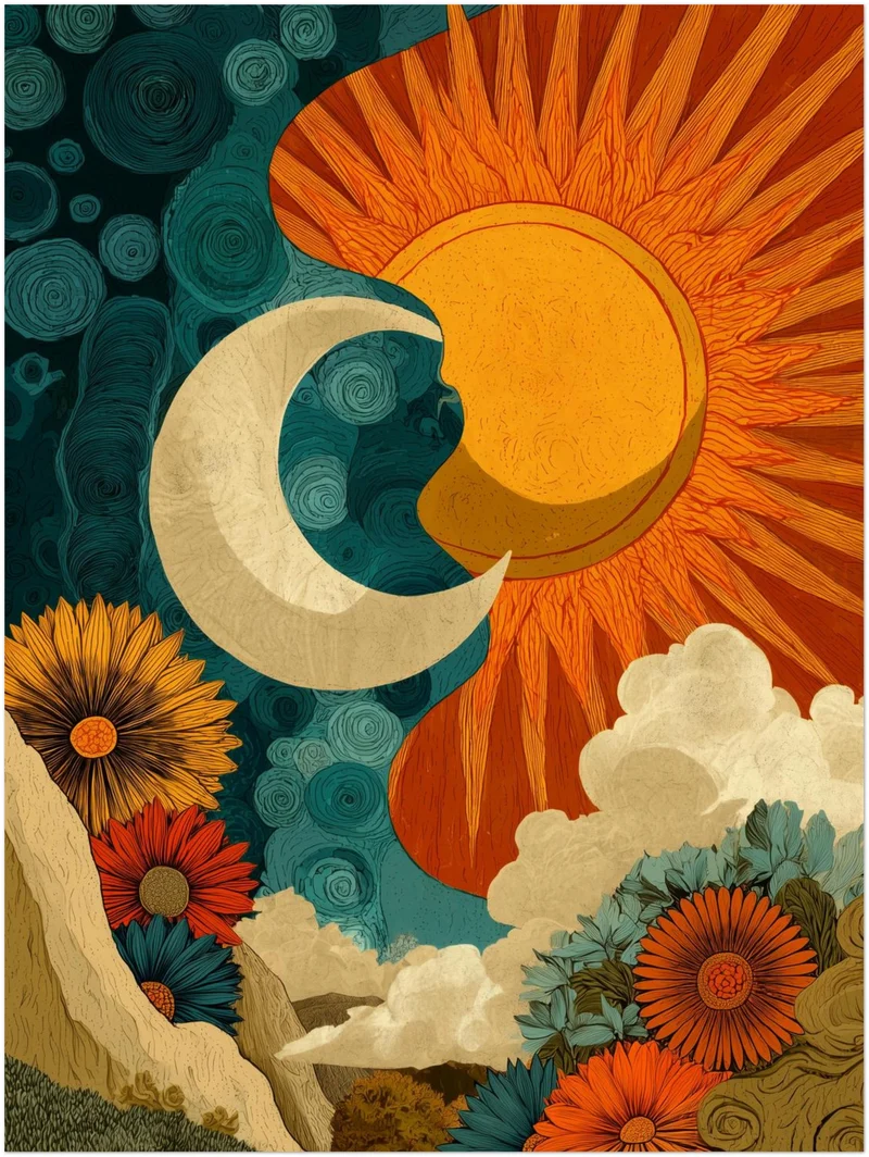 Sonne und Mond Verbindung Leinwand