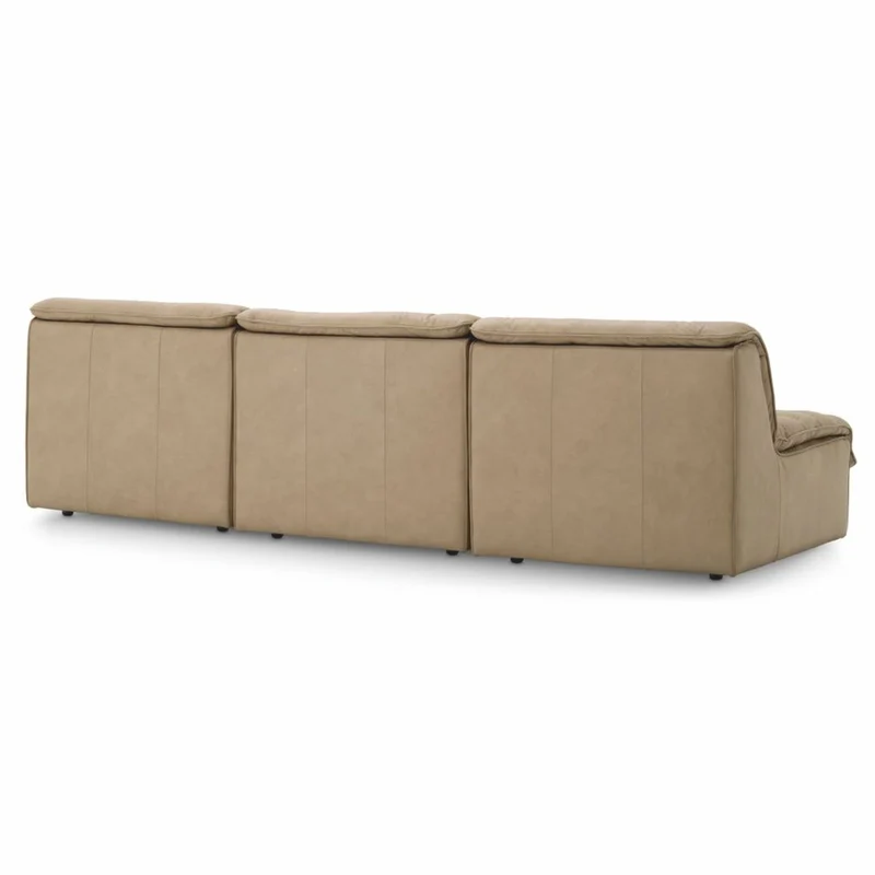 Casa Padrino Luxus Leder Sofa Braun 276 cm - Modulares Echtleder Sofa - Wohnzimmer Sofa - Wohnzimmer Möbel - Hotel Möbel - Modulare Luxus Möbel
