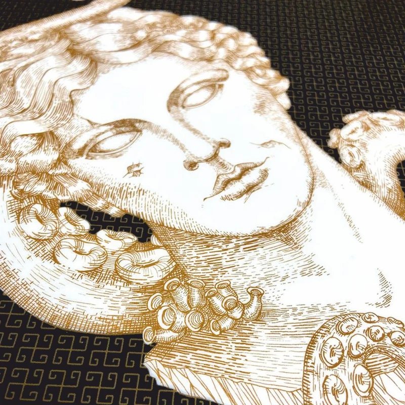 Casa Padrino Luxus Serviertablett Schwarz / Gold / Weiß / Braun Ø 40 cm - Rundes Metall Tablett - Gastronomie Accessoires - Handbemalt in Italien