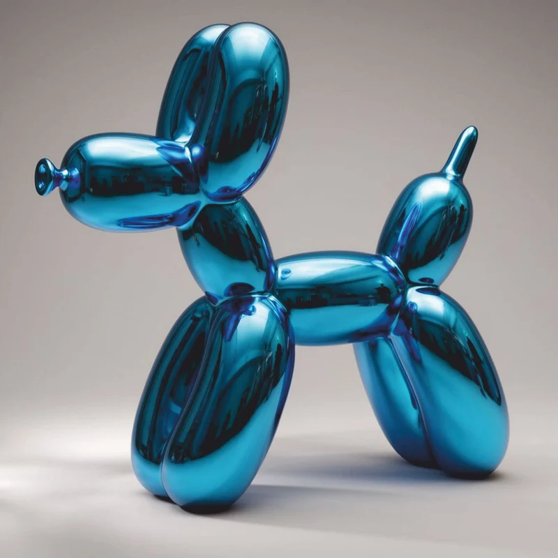 Casa Padrino Deko Skulptur Ballon Hund Chrom Blau 120 cm - Große Garten Figur