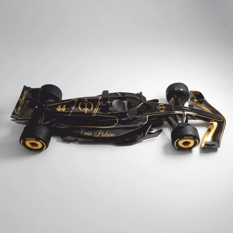 Casa Padrino XXL Deko Formel 1 Rennwagen Schwarz / Gold 180 cm - Wanddeko