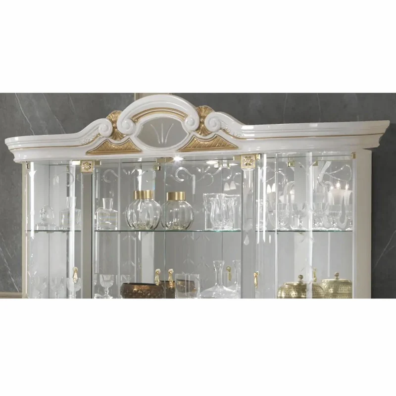 Casa Padrino Luxus Barock Vitrine Weiß / Gold 173 x H. 213 cm - Barock Möbel - Made in Italy