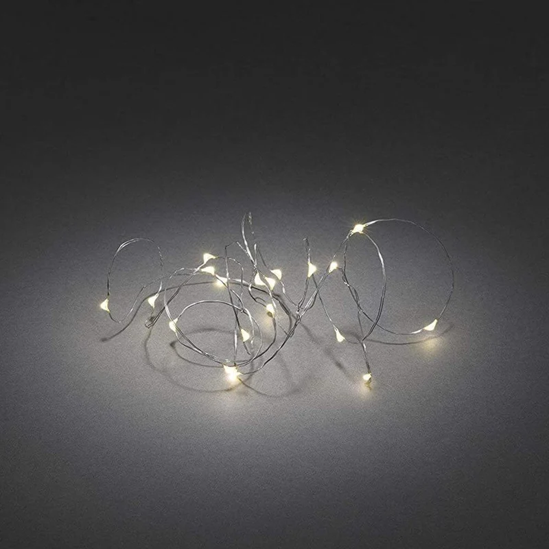 2,4m Micro LED Lichterkette Timer 20 warmweiße Dioden batteriebetrieben Innen