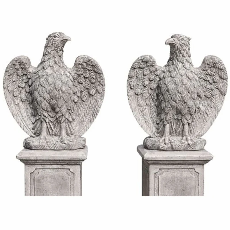 Casa Padrino Barock Garten Deko Adler Skulpturen Set Grau H. 76 cm - Made in Italy