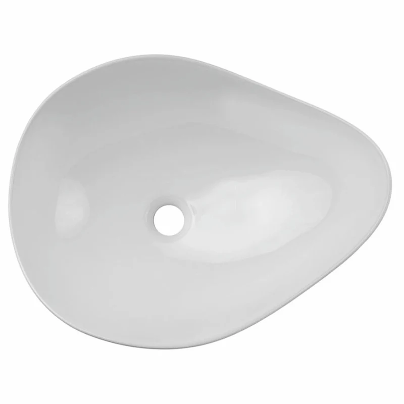 Casa Padrino Keramik Waschbecken Schale Hochglanz Weiß 51 cm - Badezimmer Accessoires