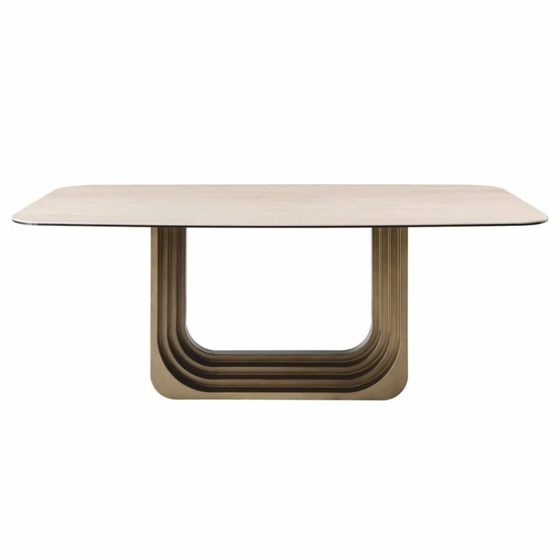Casa Padrino Luxus Esstisch Beige / Bronze 200 cm - Hotel & Esszimmer Möbel