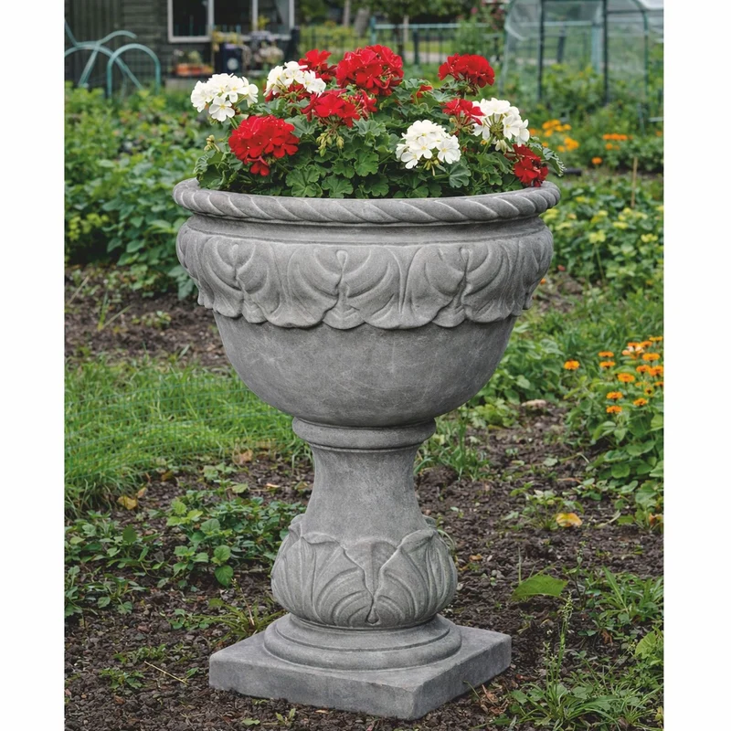Casa Padrino Barock Blumentopf Grau Ø 53 x H. 80 cm - Barock Garten Deko