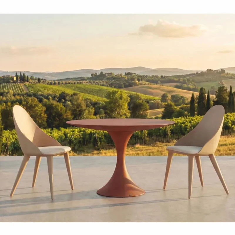 Casa Padrino Luxus Garten Esstisch Matt Braun Ø 120 cm - Luxus Garten Möbel