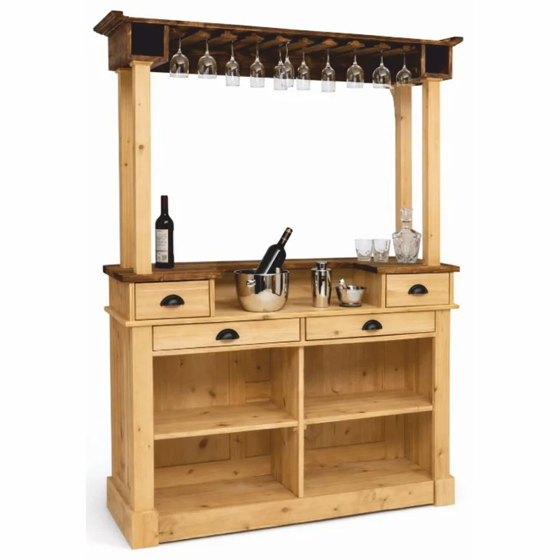 Casa Padrino Landhausstil Bar Theke Naturfarben / Braun 150 x H. 210 cm - Bar Möbel