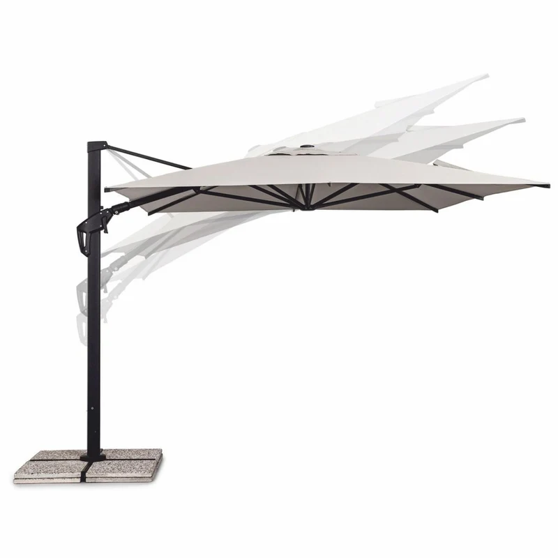 Casa Padrino Luxus Ampelschirm mit Ständer Anthrazit / Naturfarben 400 x 300 x H. 273 cm