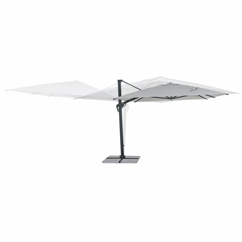 Casa Padrino Luxus Ampelschirm mit Ständer Anthrazit / Hellgrau 400 x 300 x H. 259 cm