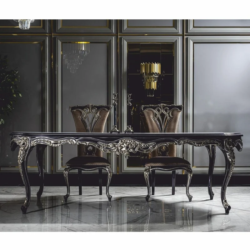 Casa Padrino Luxus Barock Esszimmer Stuhl 6er Set Gold / Lila - Barock Esszimmer Möbel