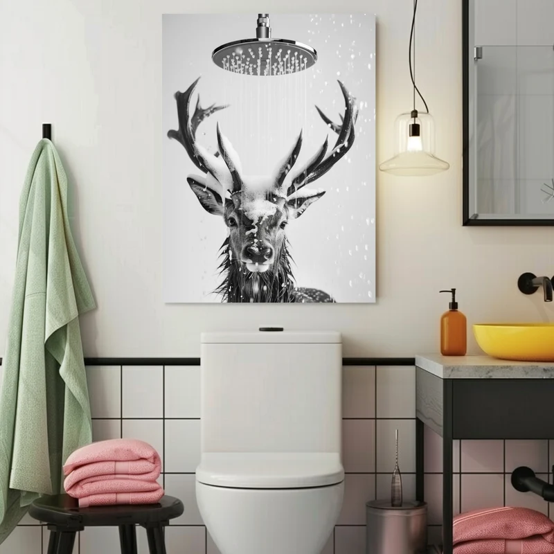 Hirsch unter Dusche Poster