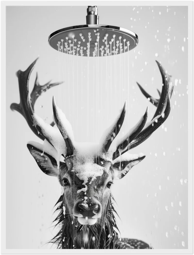 Hirsch unter Dusche Poster