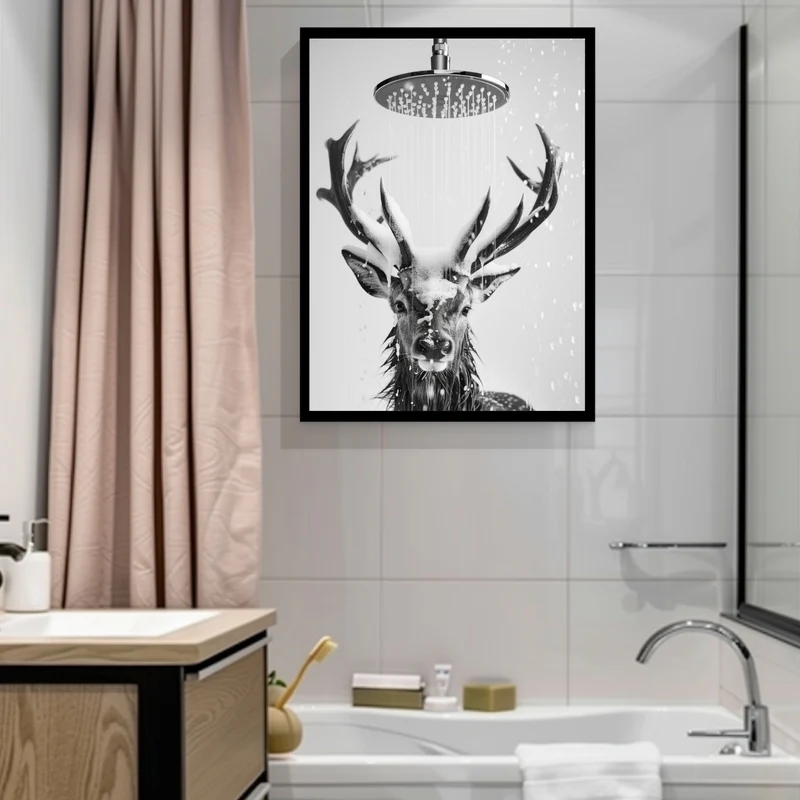 Hirsch unter Dusche Poster
