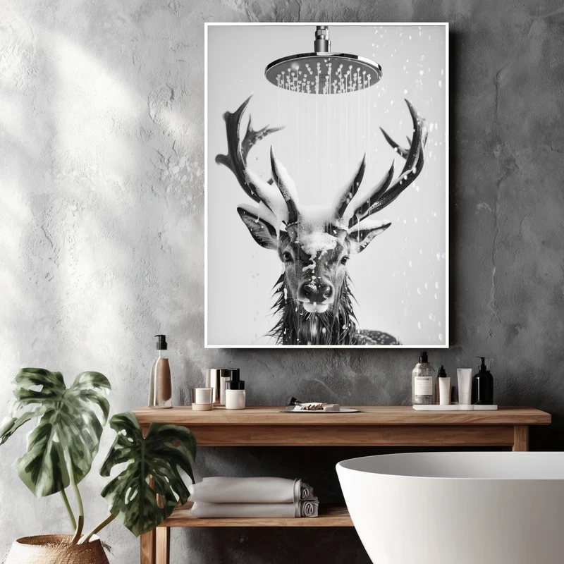 Hirsch unter Dusche Poster