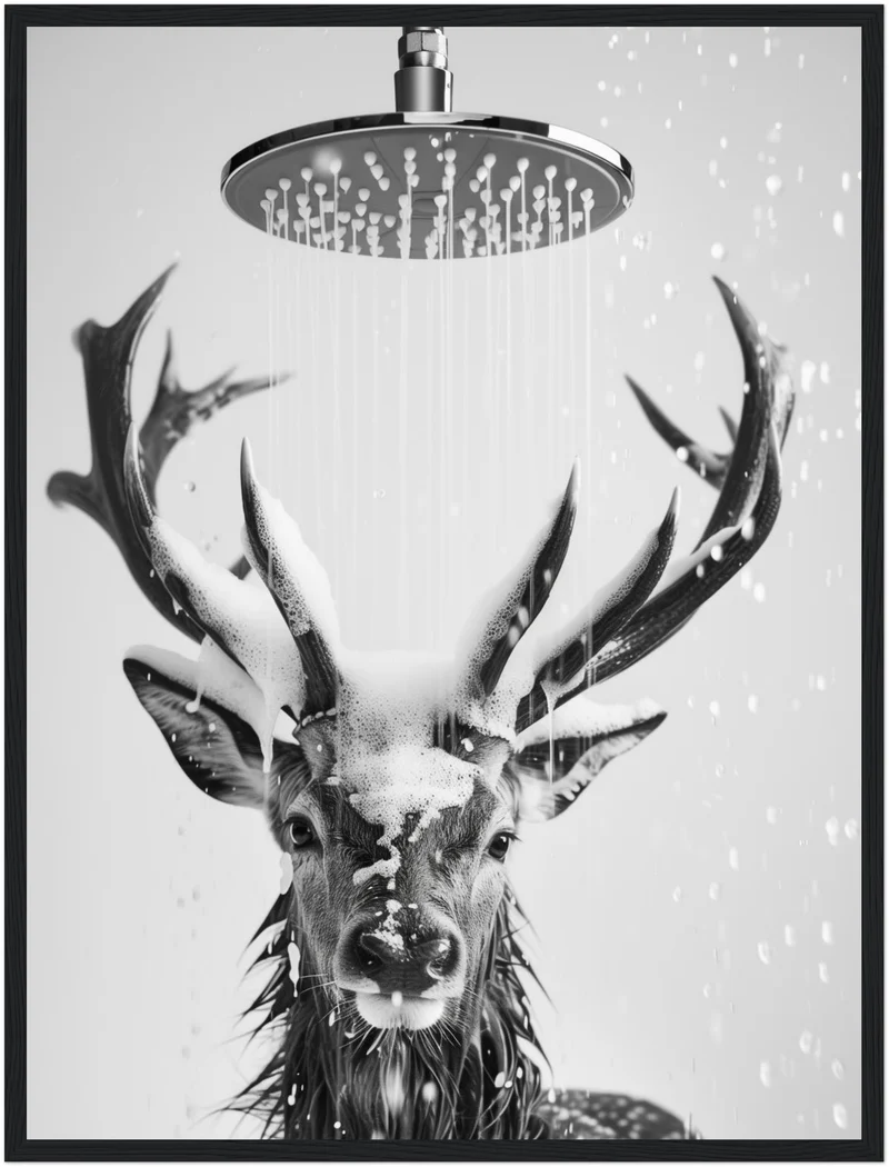 Hirsch unter Dusche Poster