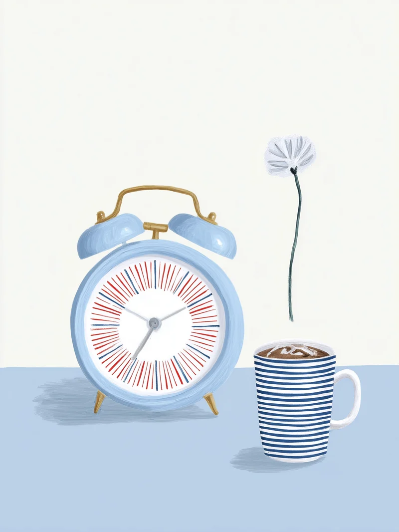 Wecker mit Kaffeetasse Poster