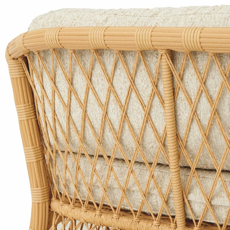 Casa Padrino Luxus Kunstrattan Garten Sofa Naturfarben 180 cm - Garten Möbel