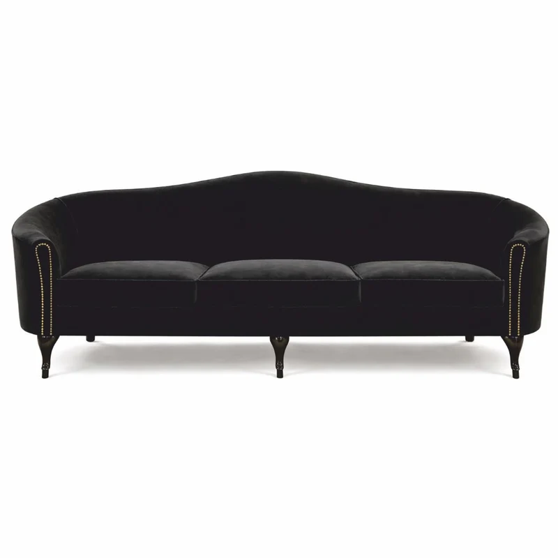 Casa Padrino Luxus Barock Samt Sofa Schwarz 280 cm - Barock Wohnzimmer Möbel
