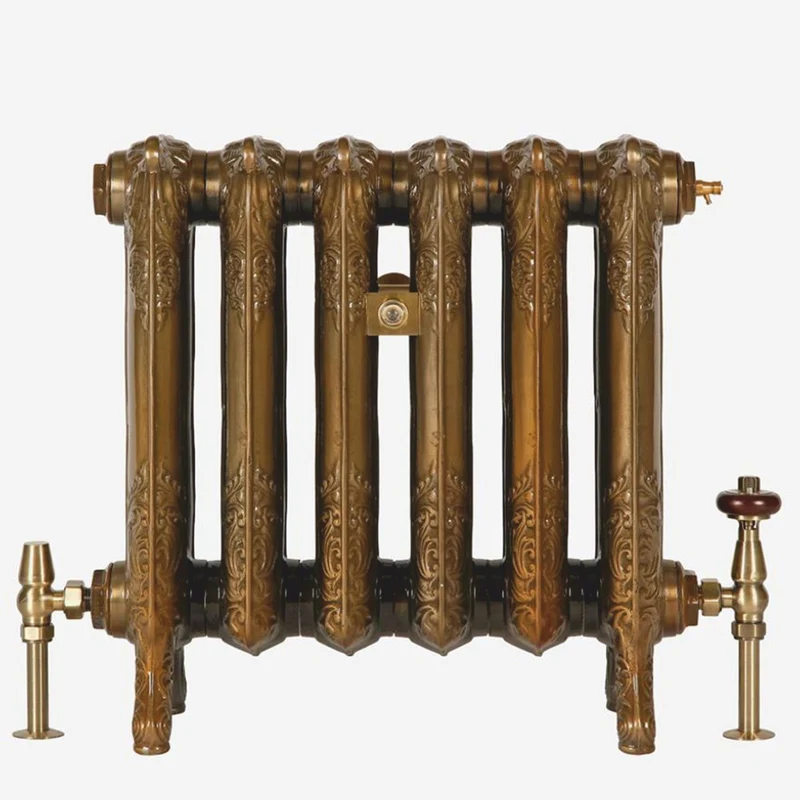 Casa Padrino Barock Gusseisen Heizkörper Braun / Messing 50 cm - Vintage Heizung