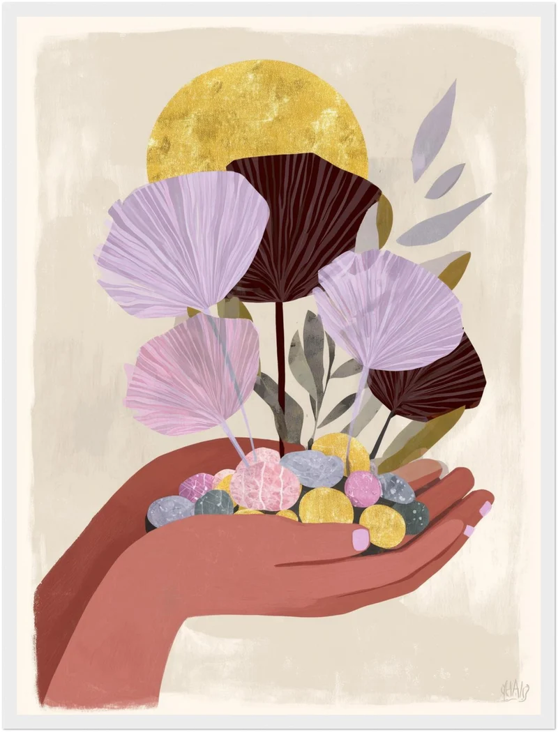 Blumen in offener Hand Poster
