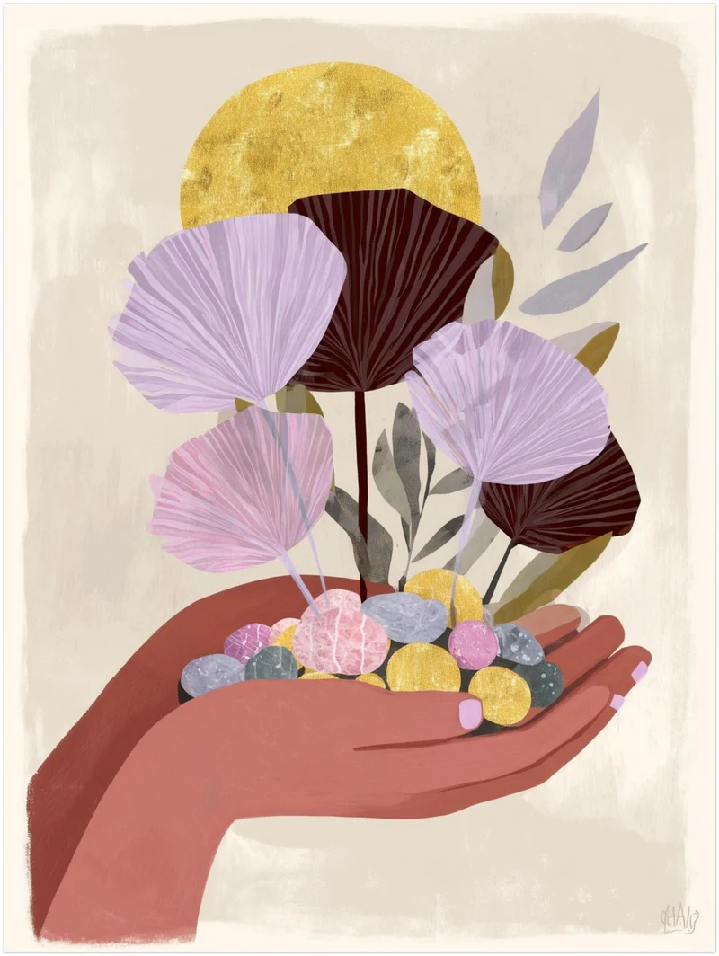 Blumen in offener Hand Leinwandbild