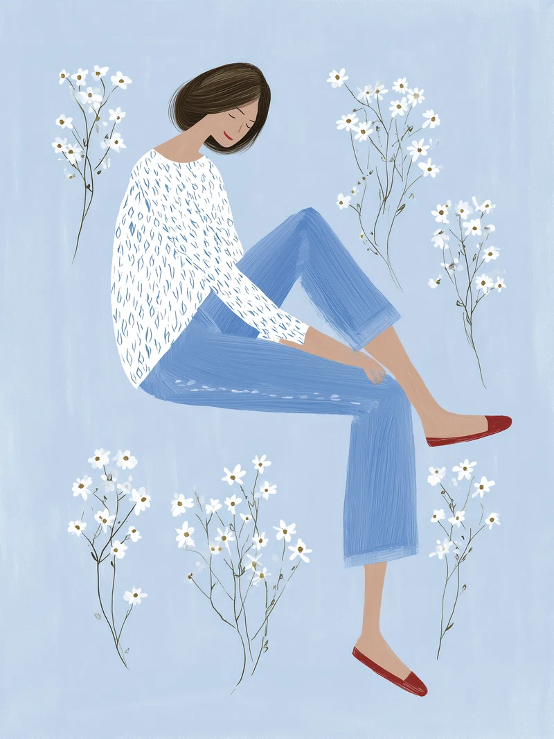 Sitzende Frau mit Blumen Poster