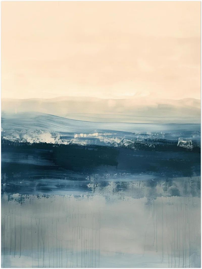 Horizontale Wellen in Blau Leinwandbild