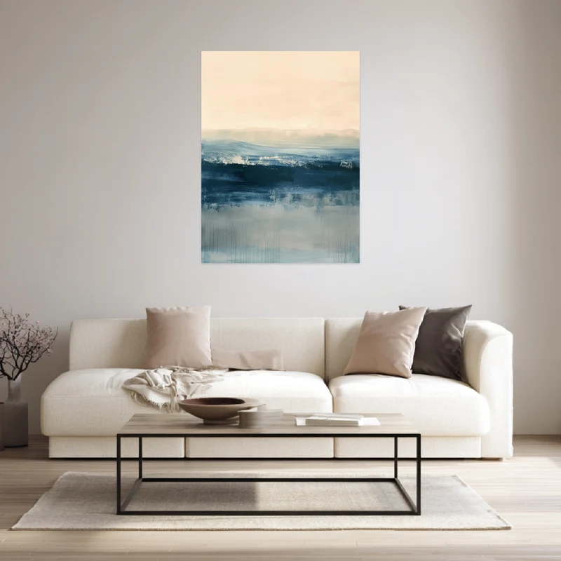 Horizontale Wellen in Blau Leinwandbild