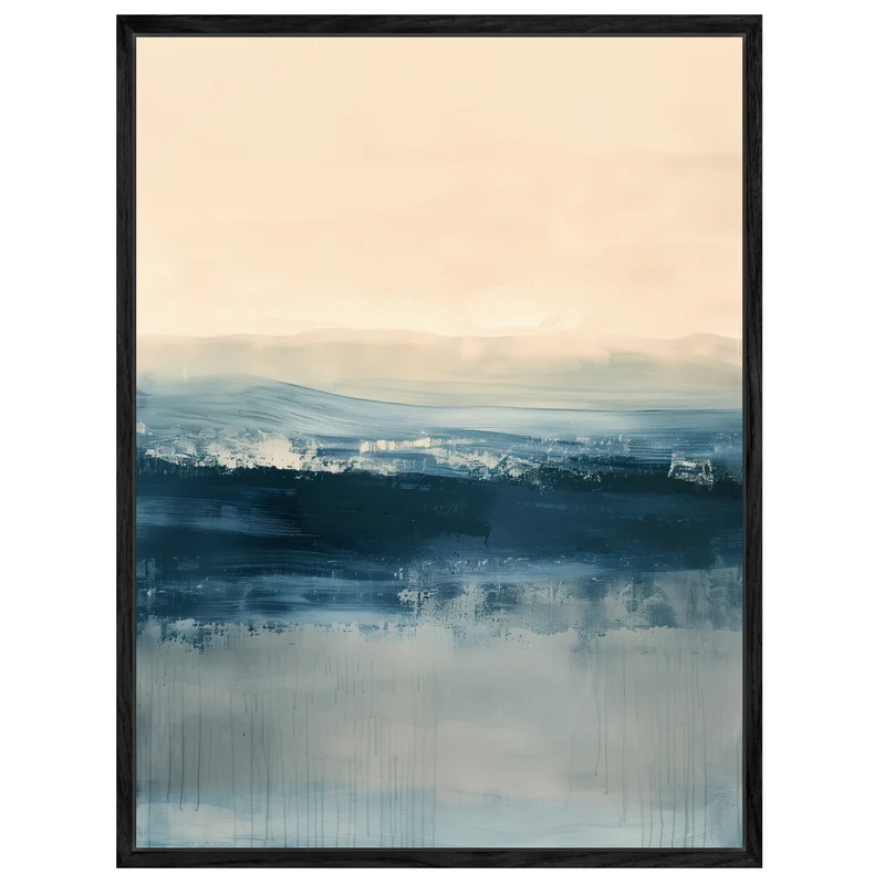 Horizontale Wellen in Blau Leinwandbild