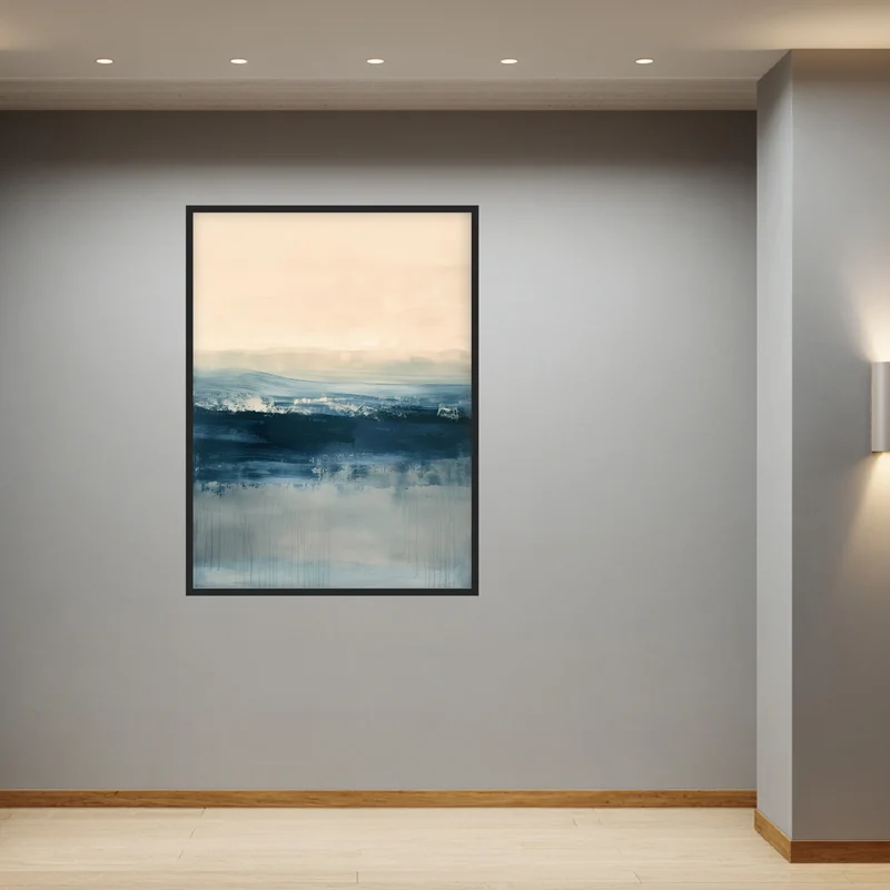 Horizontale Wellen in Blau Poster