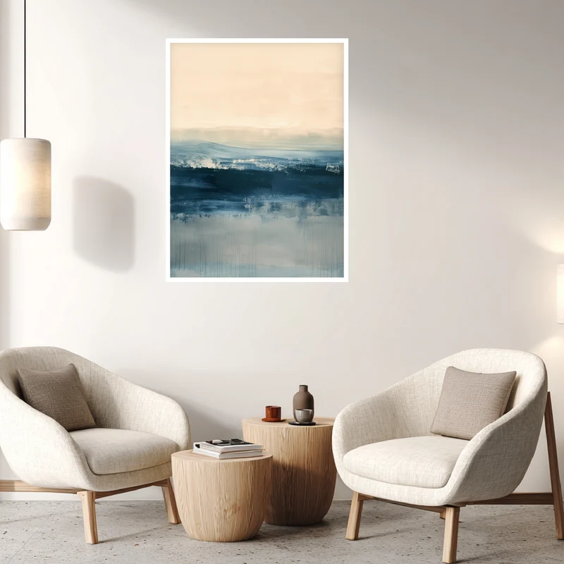 Horizontale Wellen in Blau Poster