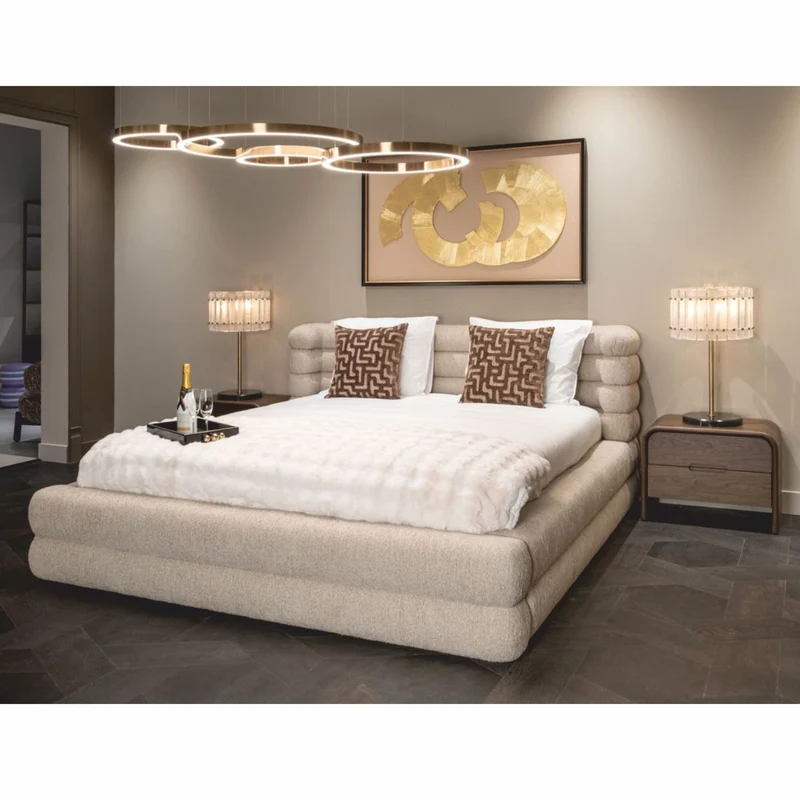 Casa Padrino Luxus Doppelbett Naturfarben 180 x 210 cm - Schlafzimmer Möbel