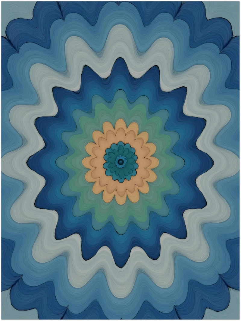 Wellenförmige Mandala Blüte Leinwandbild