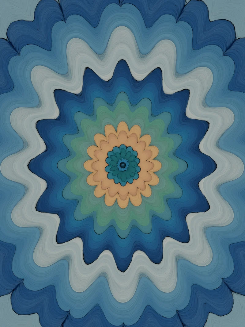 Wellenförmige Mandala Blüte Poster