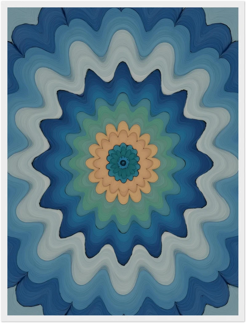 Wellenförmige Mandala Blüte Poster